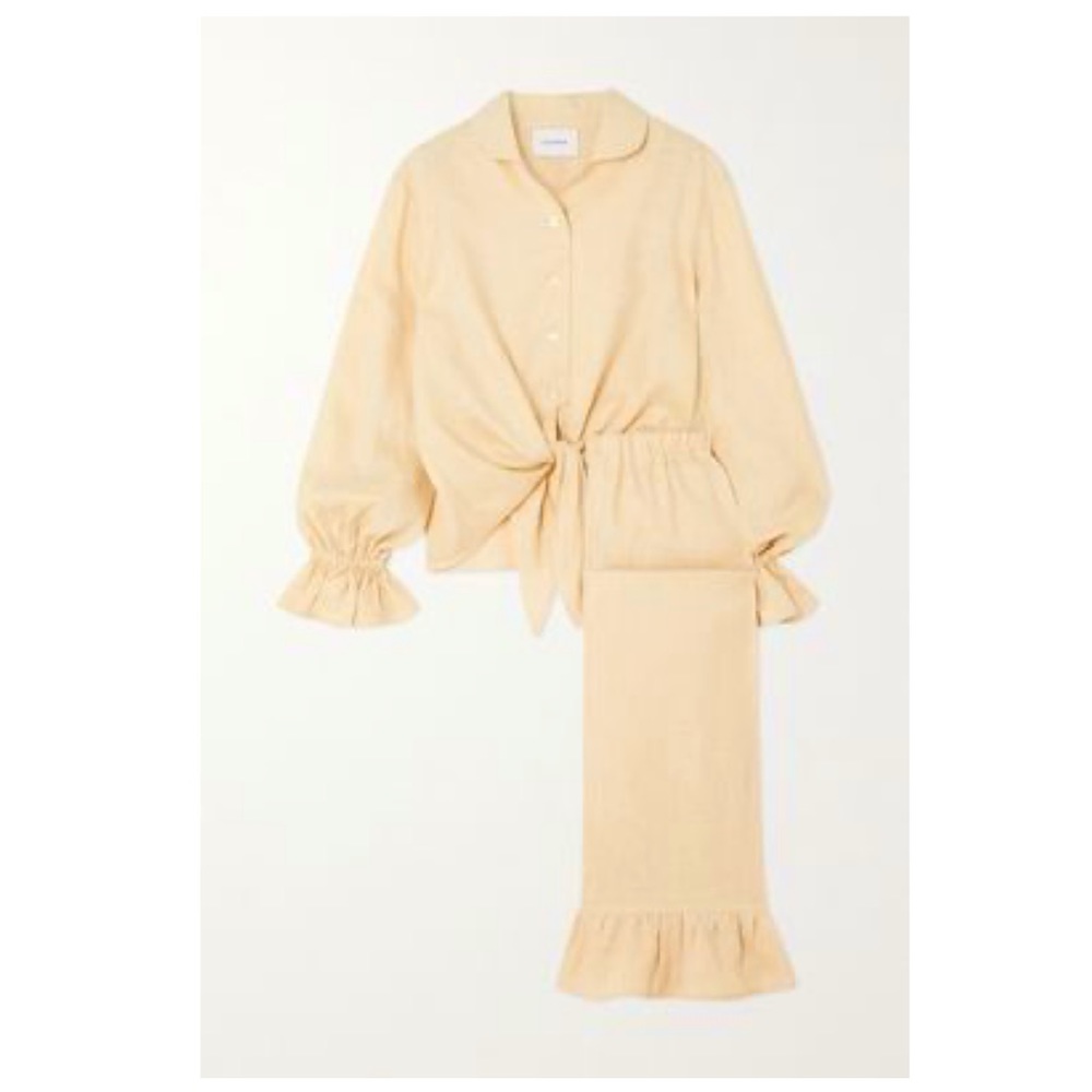 Sleeper Rumba Cropped Tie Front Linen Lounge Suit Gem